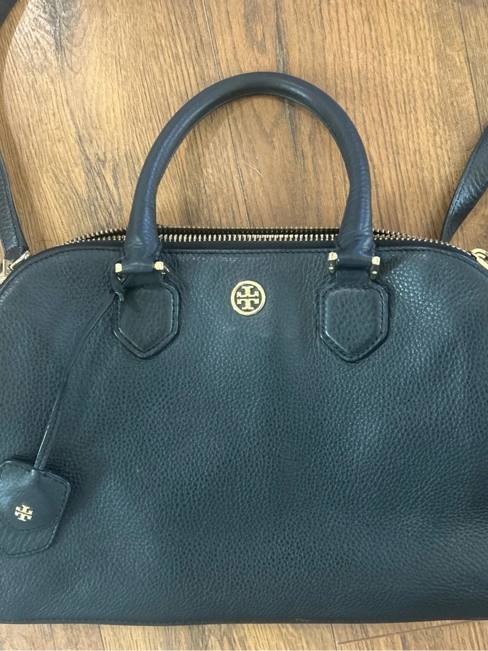 Tory Burch Black Pebbled Leather Satchel crossbody mint never used